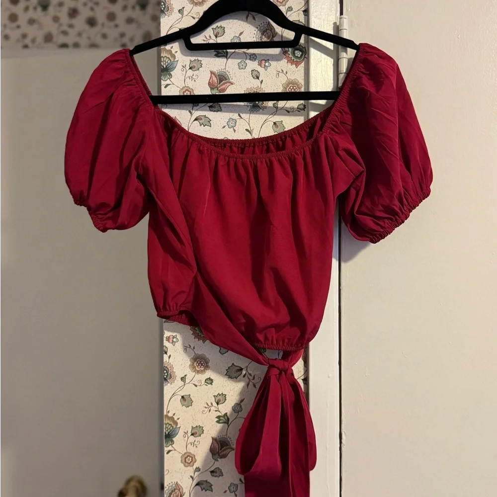 Elegant Red Skirt Set - Picture 2 of 5